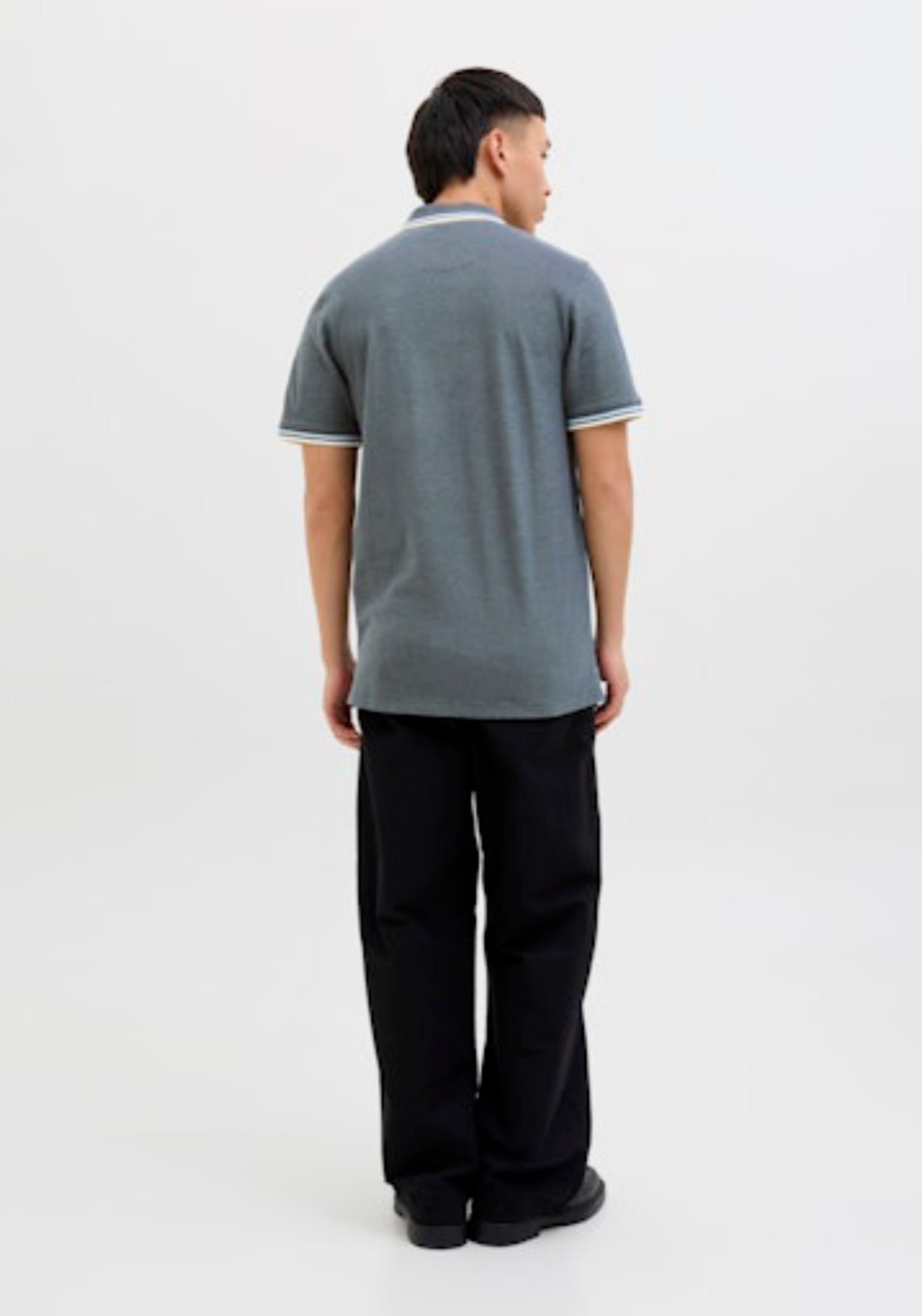 Jack & Jones Essential Short Sleeve Polo Shirt - Grey 2 Shaws Department Stores