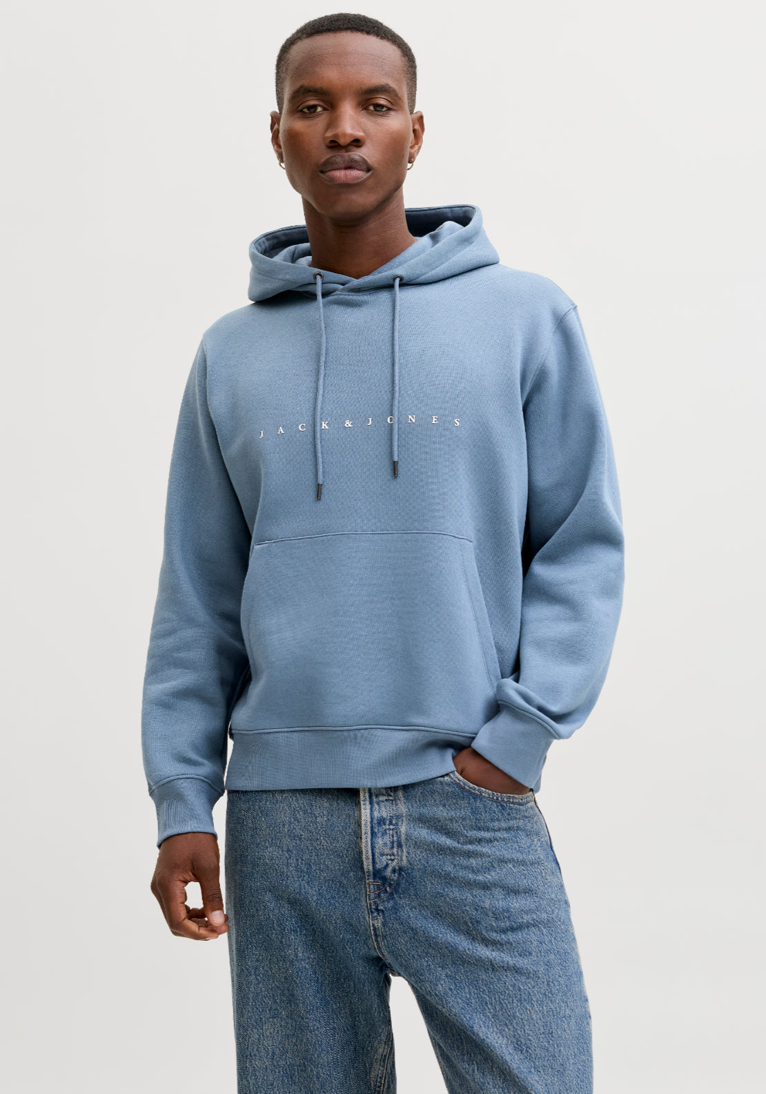 Jack & Jones Logo Hoodie - Blue Mirage 1 Shaws Department Stores