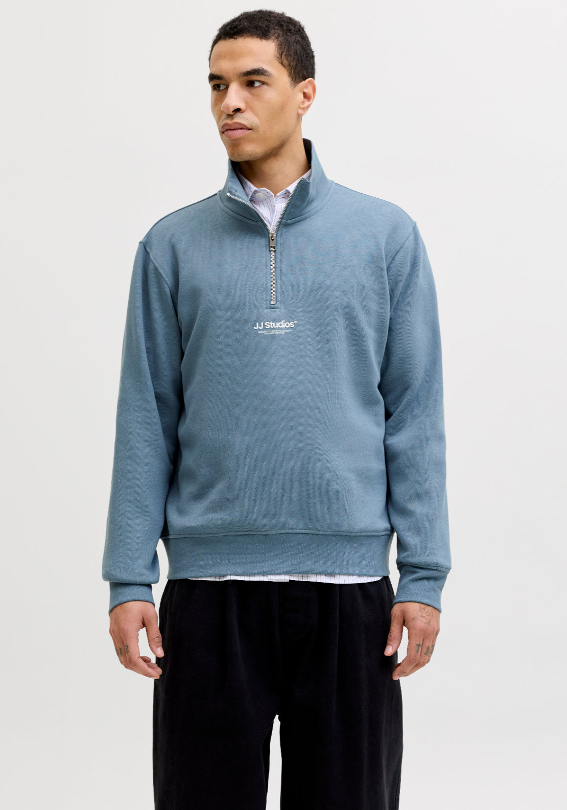 Jack & Jones Printed Half Zip Sweatshirt - Blue 1 Shaws Department Stores