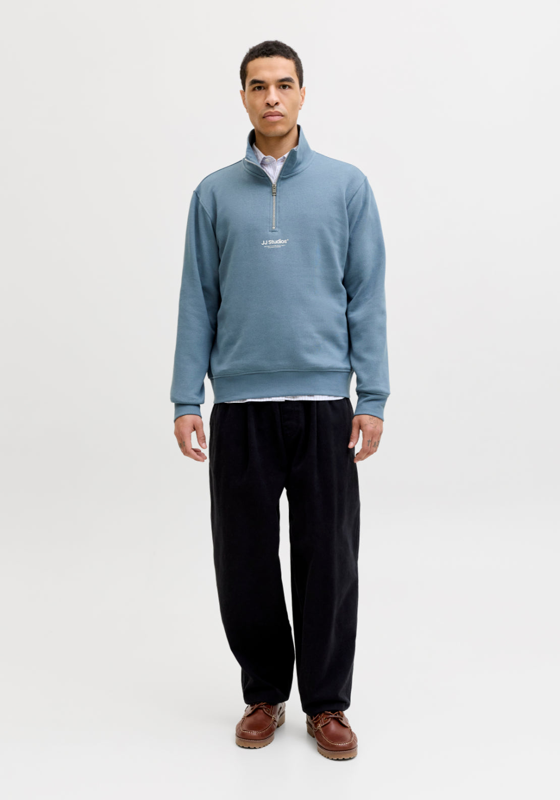 Jack & Jones Printed Half Zip Sweatshirt - Blue 6 Shaws Department Stores