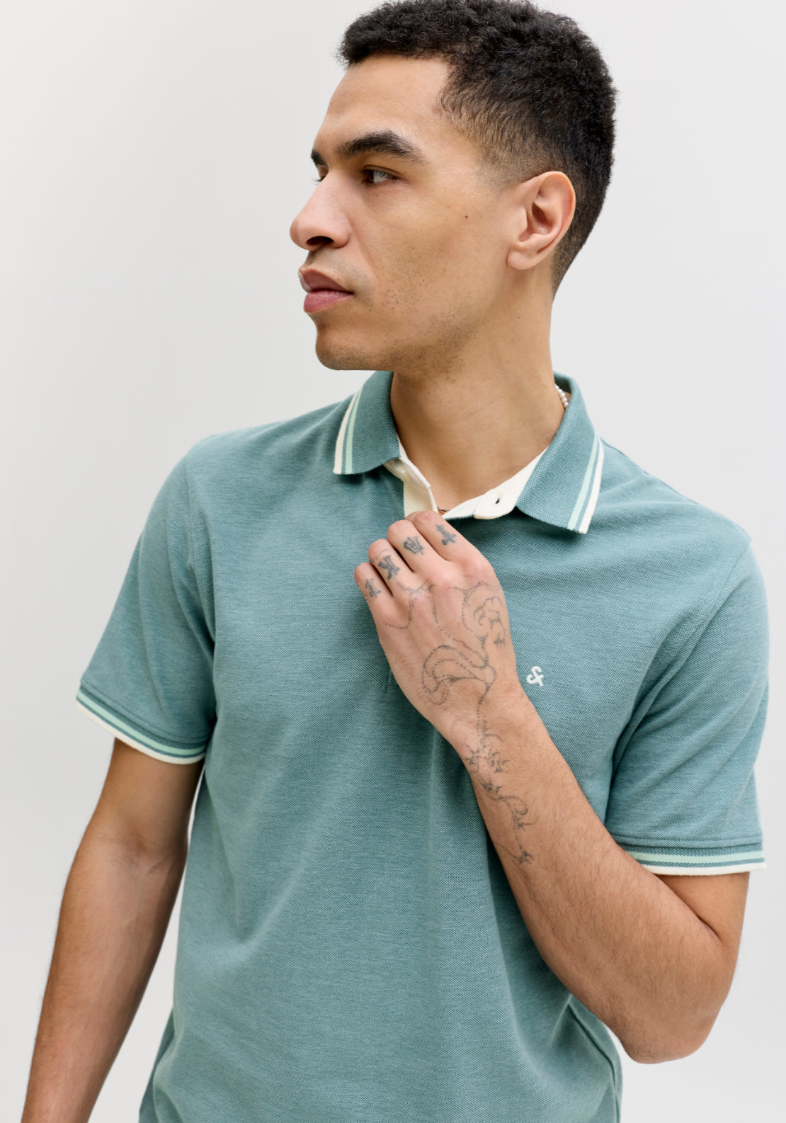 Jack & Jones Short Sleeve Plain Polo Shirt - Atlantic Deep 3 Shaws Department Stores