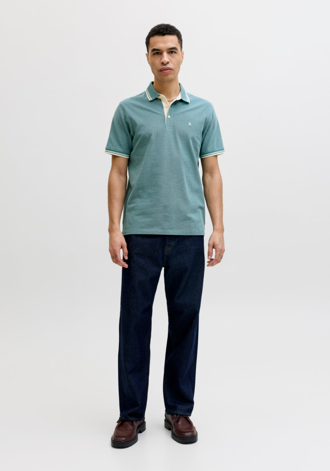 Jack & Jones Short Sleeve Plain Polo Shirt - Atlantic Deep 4 Shaws Department Stores
