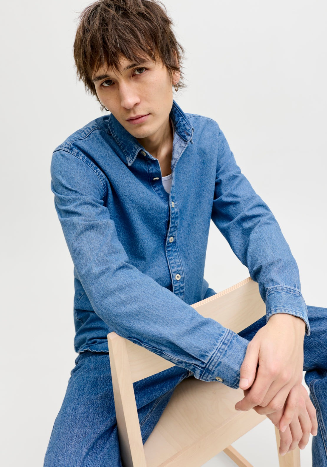 Jack & Jones Slim Fit Denim Shirt - Blue 3 Shaws Department Stores