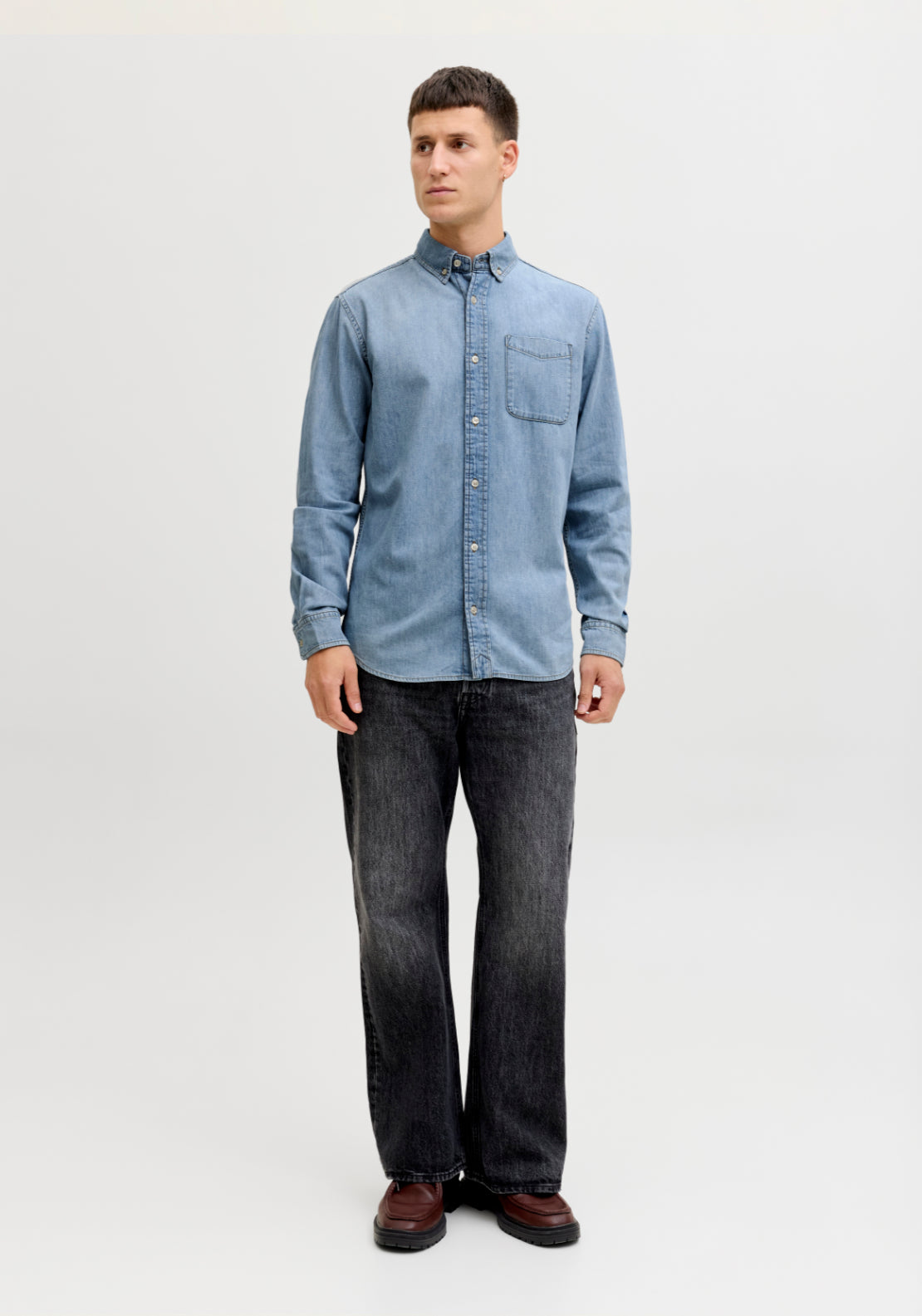 Jack & Jones Regular Fit Denim Shirt - Blue 5 Shaws Department Stores