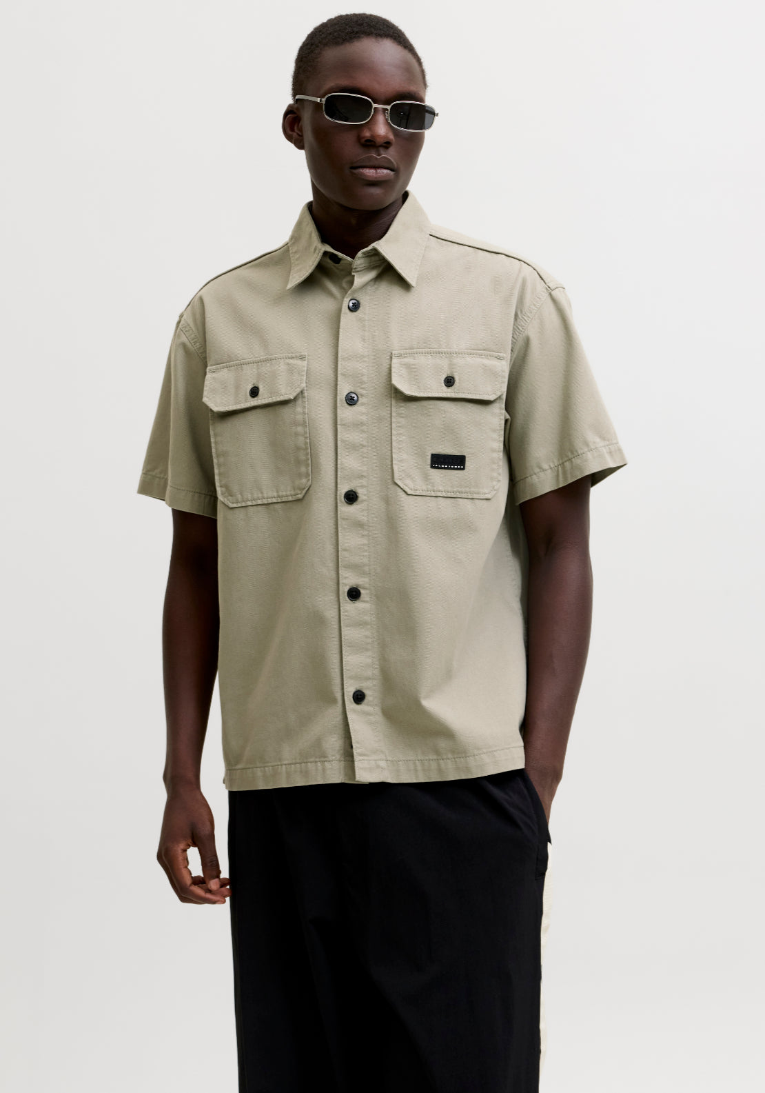 Jack & Jones Short sleeve Classic Fusion Shirt - Shadow 1 Shaws Department Stores
