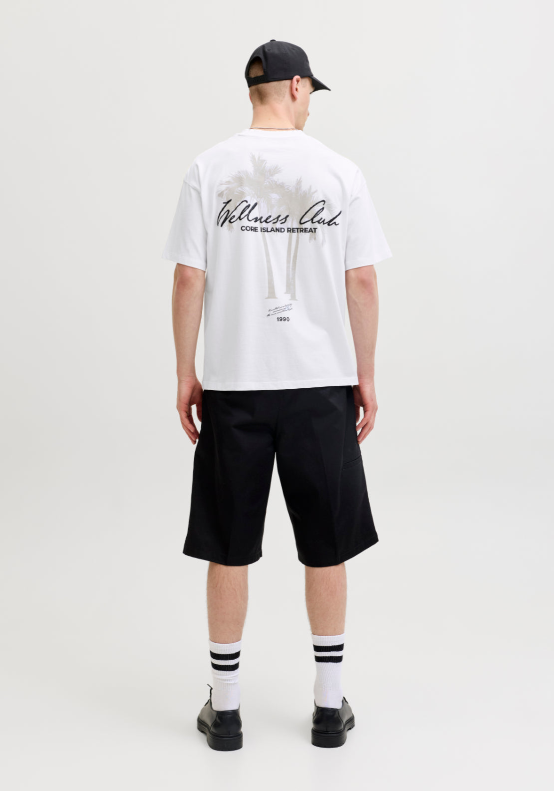 Jack & Jones Short Sleeve Script Back Print Tee - White 2 Shaws Department Stores