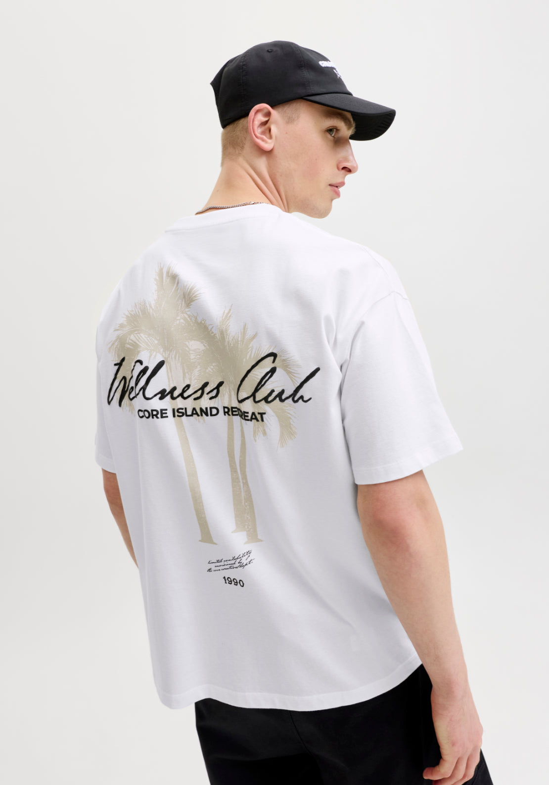 Jack & Jones Short Sleeve Script Back Print Tee - White 3 Shaws Department Stores