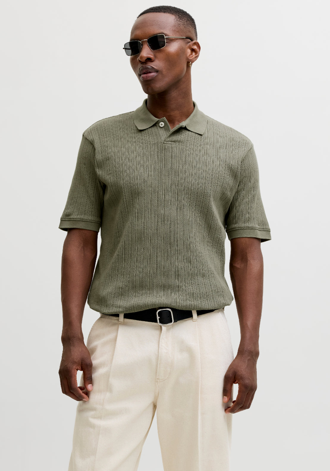 Jack & Jones Short Sleeve Cotton Polo - Smokey Olive 1 Shaws Department Stores