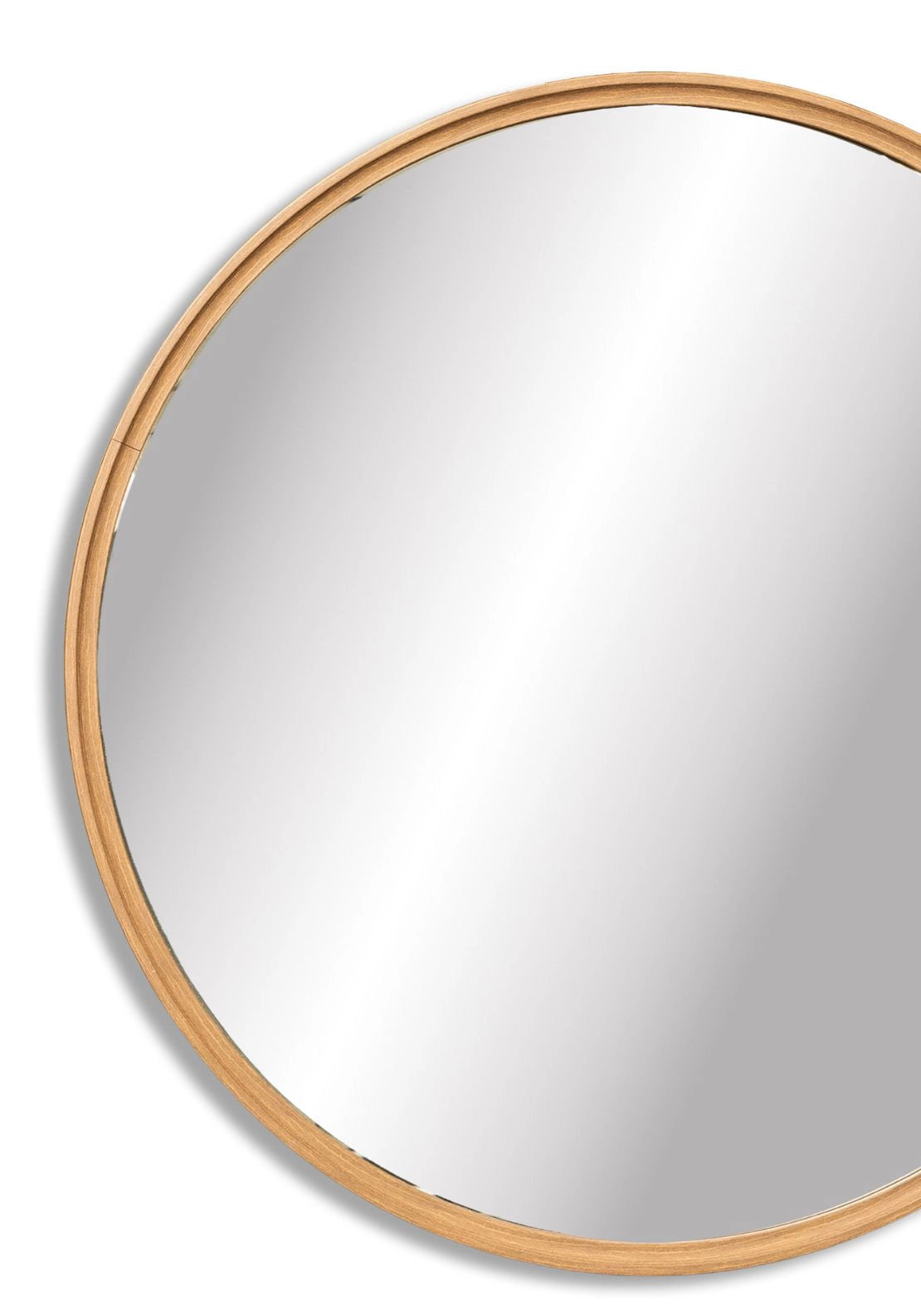Gold Frame Round Mirror - Brown
