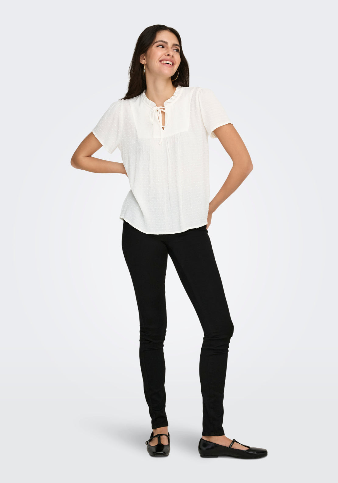 Jdy Lima Life Short Sleeve Top - Cloud Dancer 5 Shaws Department Stores