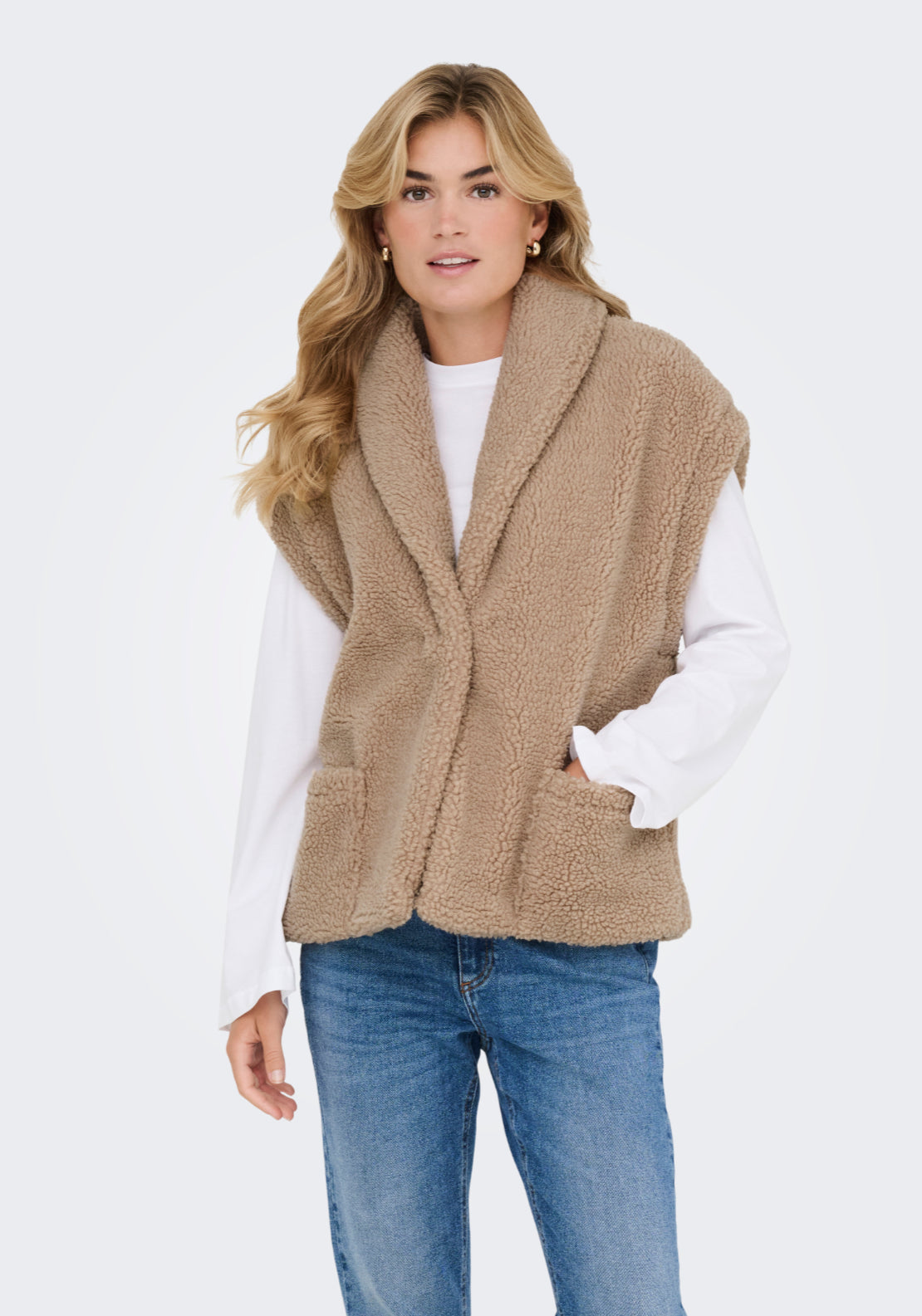 Jdy Birdy Teddy Waistcoat - Stucco 1 Shaws Department Stores