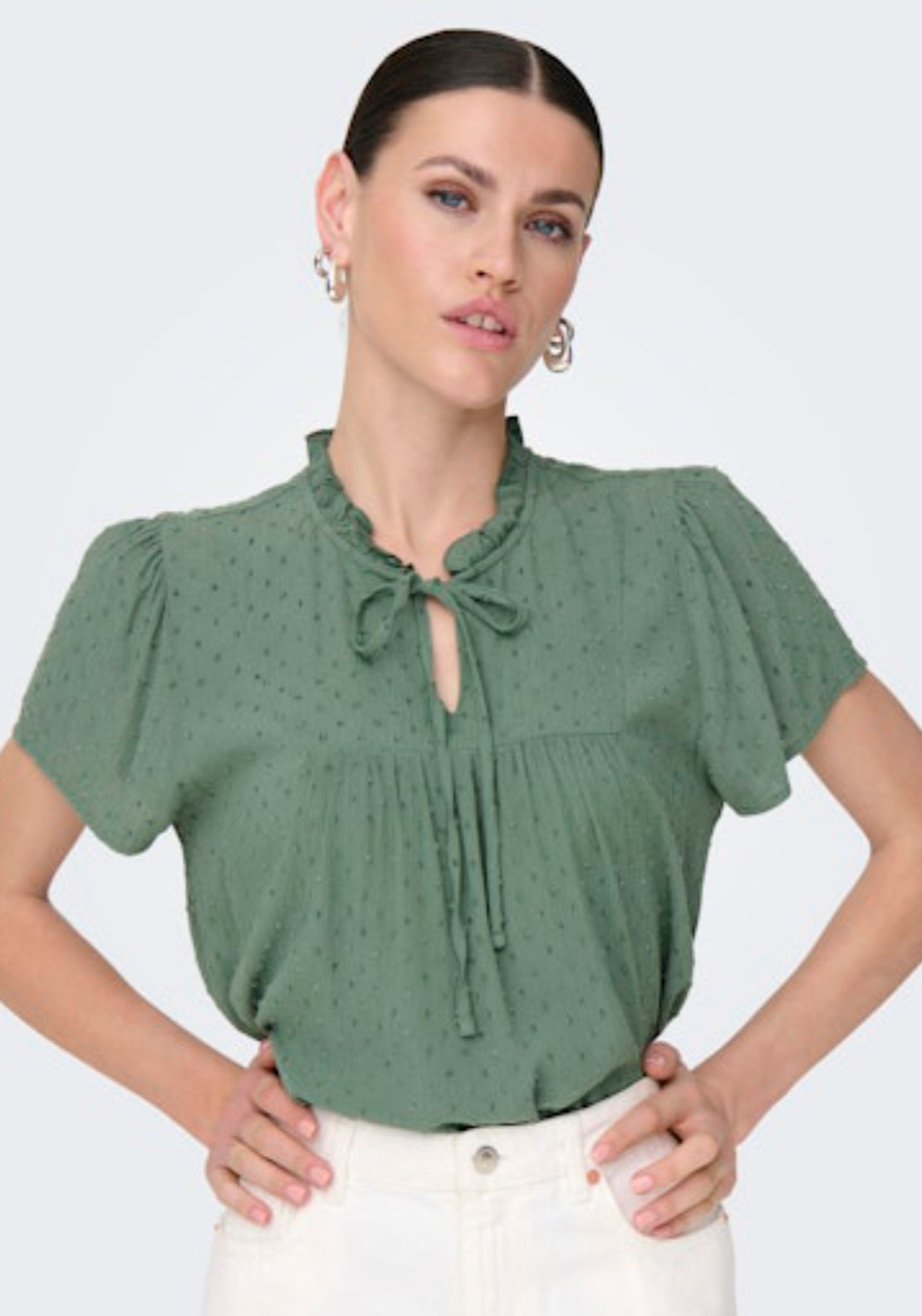 Jdy Lima Life Short Sleeve Top - Green 4 Shaws Department Stores