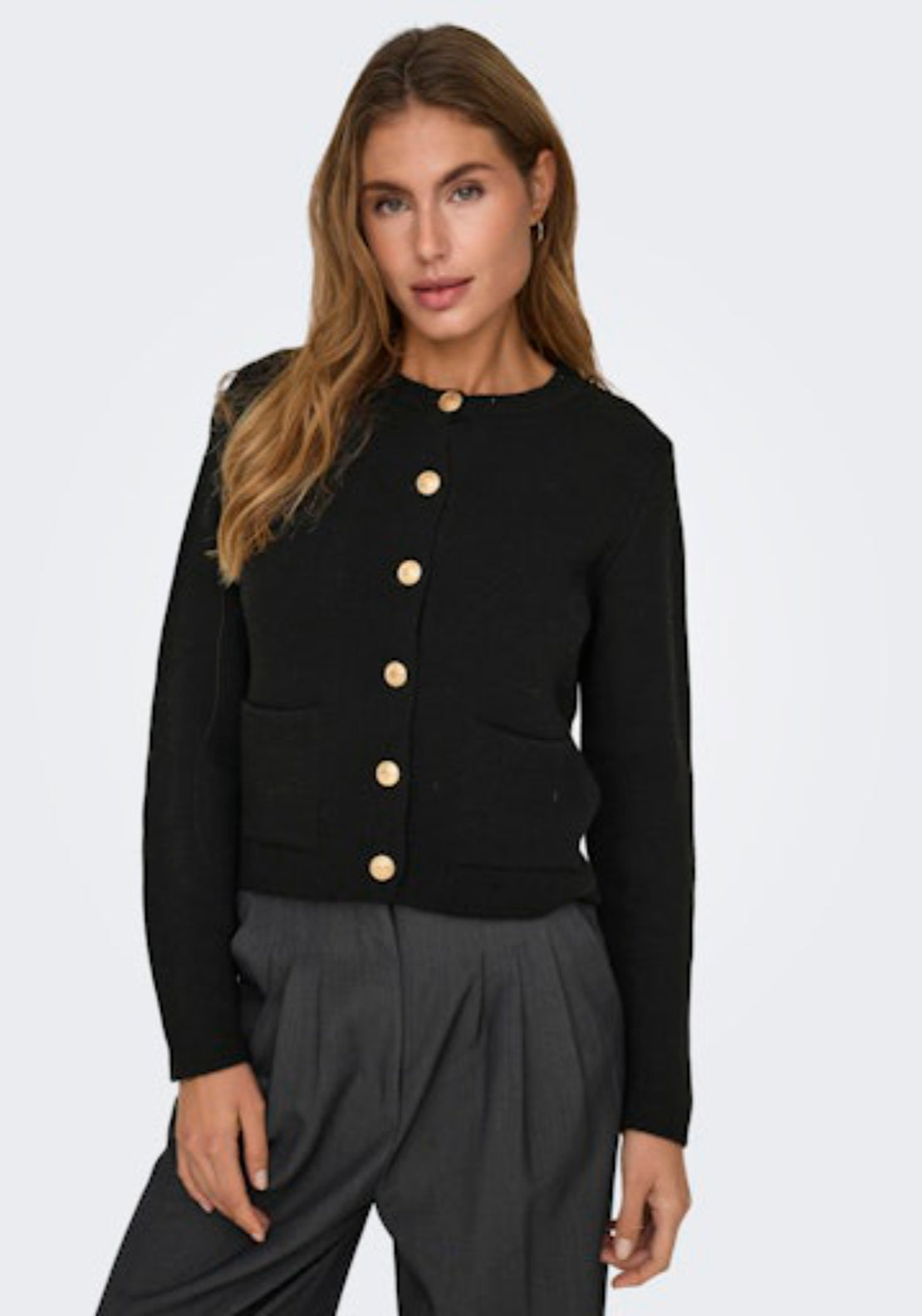 Kim Long Sleeve Button Cardigan - Black
