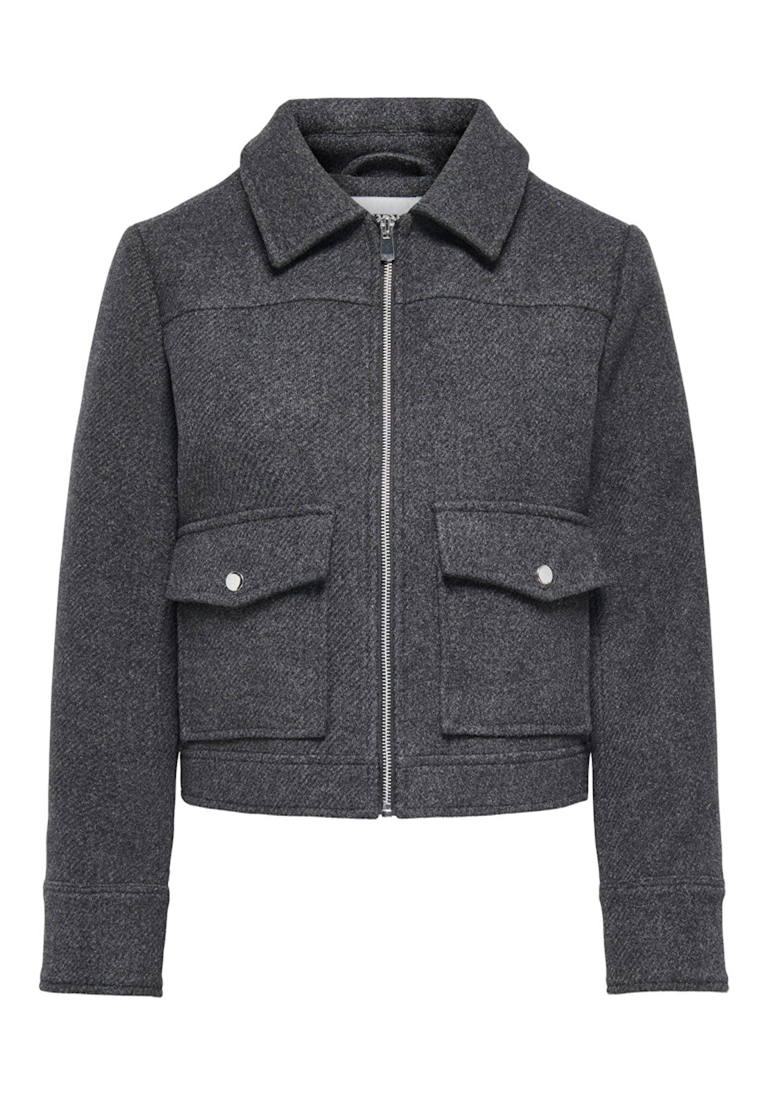Jdy Short Zip Jacket - Black / Grey 1 Shaws Department Stores