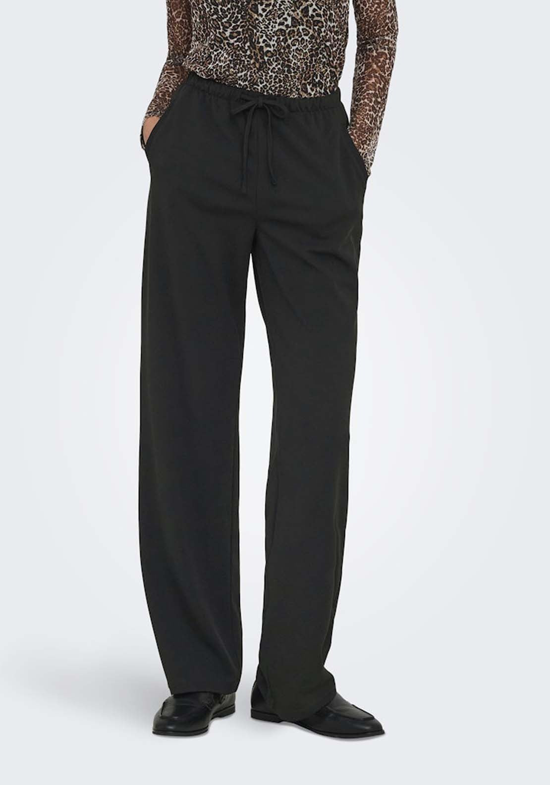 Jdy Wide Leg String Trousers - Black 1 Shaws Department Stores