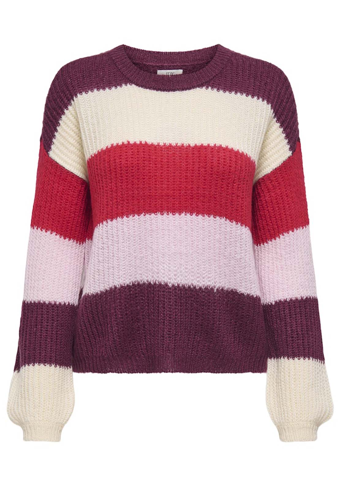 Jdy Long Sleeve Round Neck Jumper - Maroon Banner Whitecap Gray 1 Shaws Department Stores