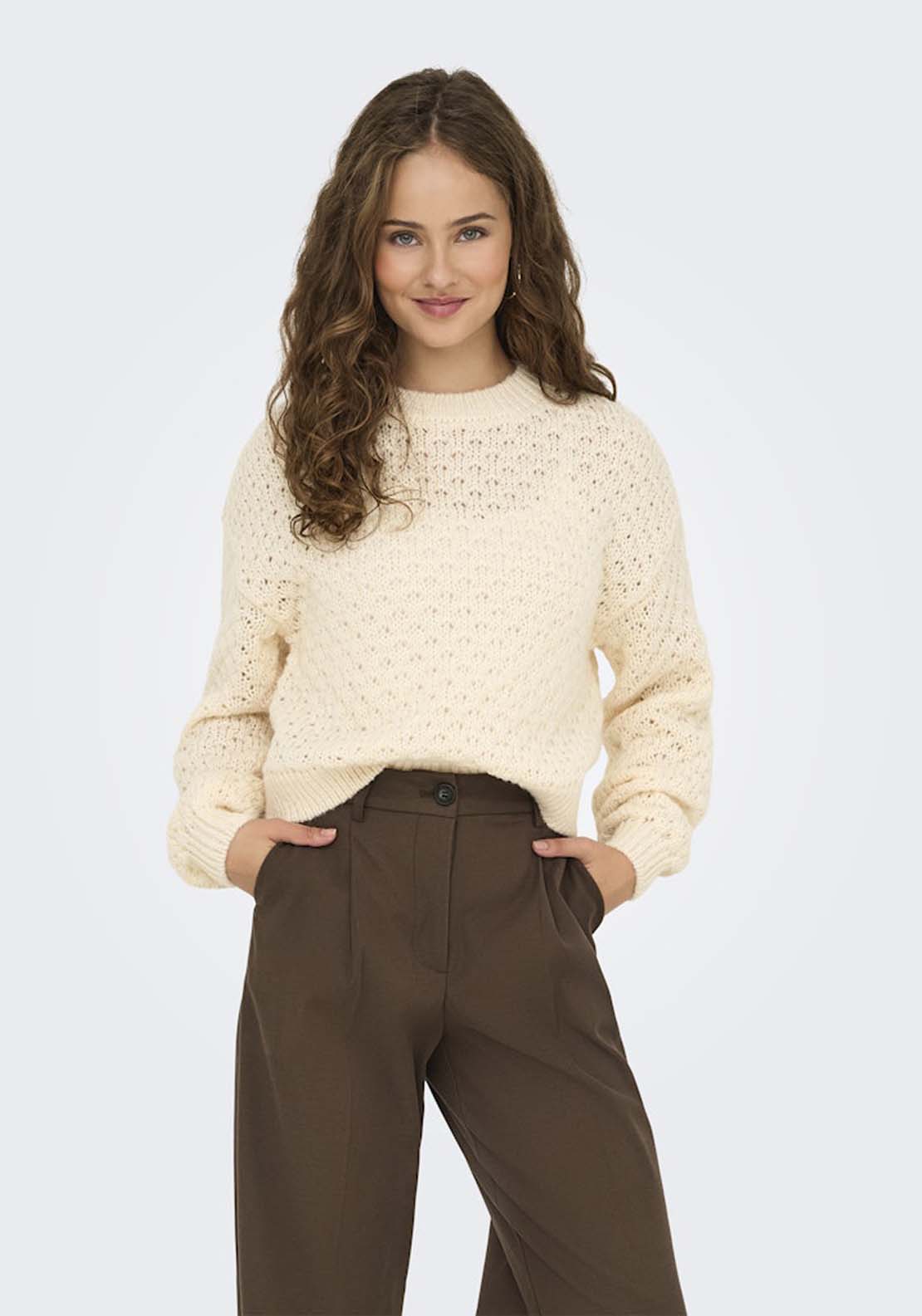 Jdy Long Sleeve Pullover - Sandshell 1 Shaws Department Stores
