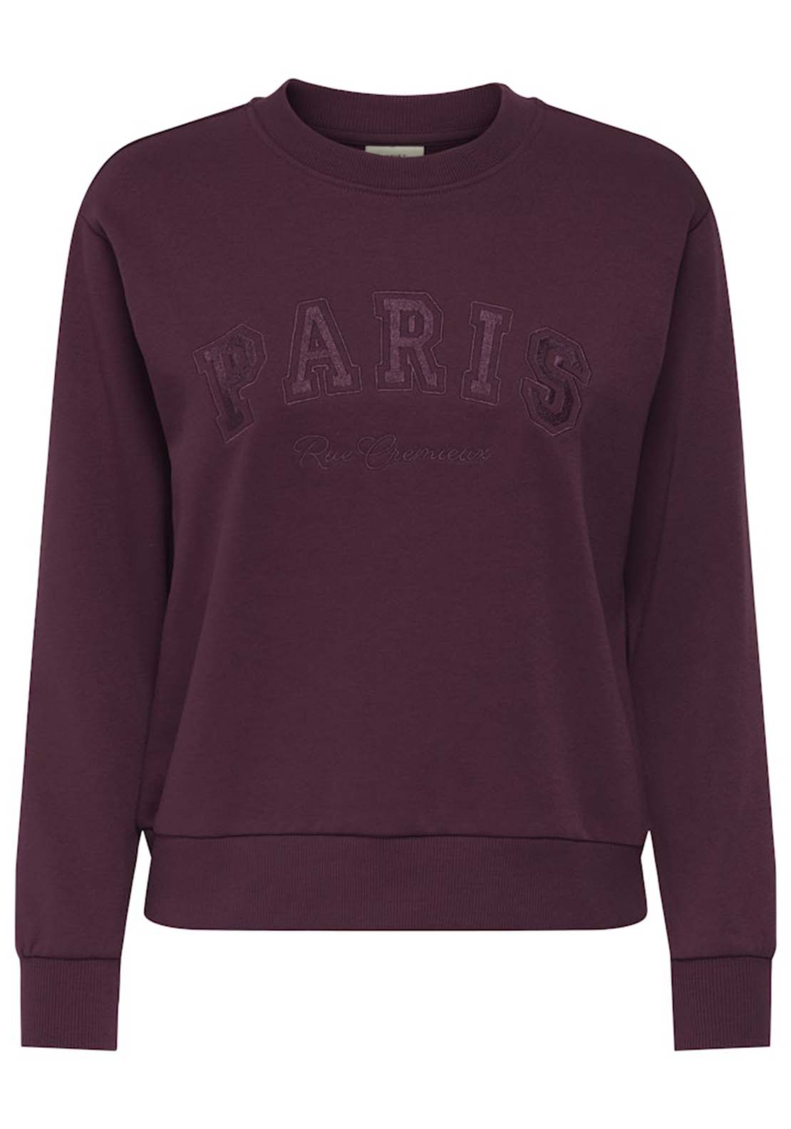 Jdy Long Sleeve Round Neck Sweatshirt - Maroon Banner Tone In Tone 1 Shaws Department Stores