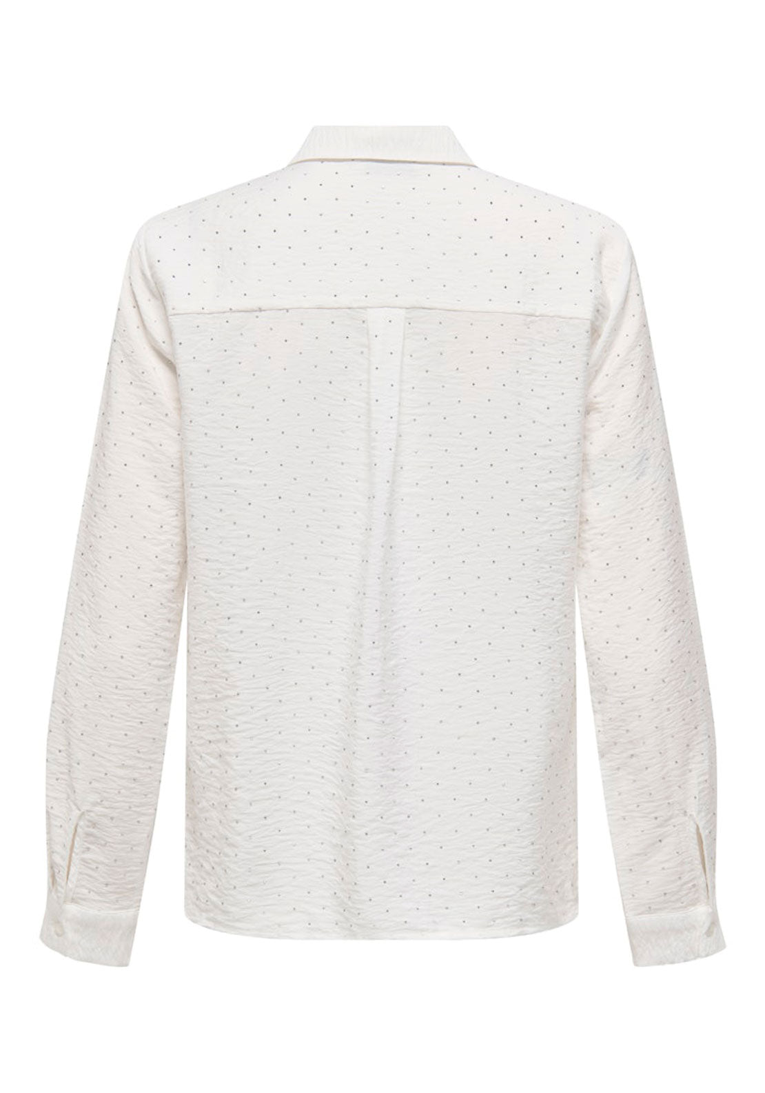 Jdy Long Sleeve Shirt With Rhinestones - Cloud Dancer Silver Emb 2 Shaws Department Stores