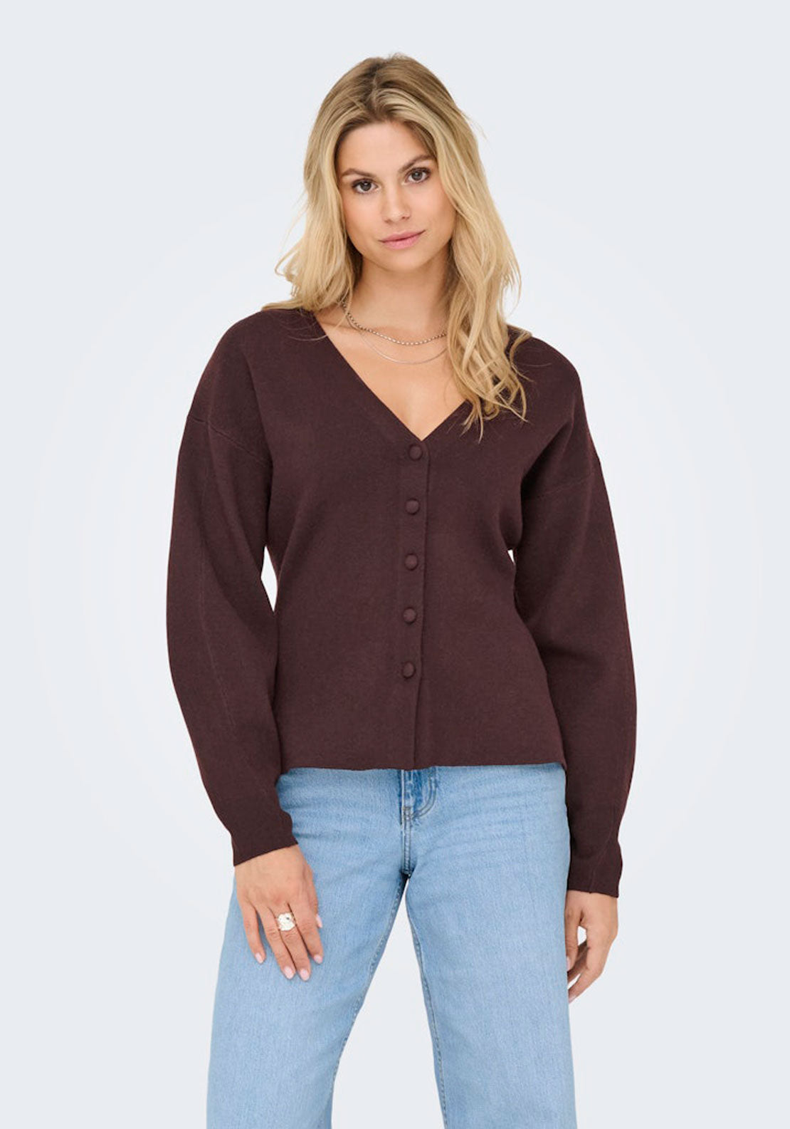 Jdy Long Sleeve Fitted Cardigan - Brown 1 Shaws Department Stores