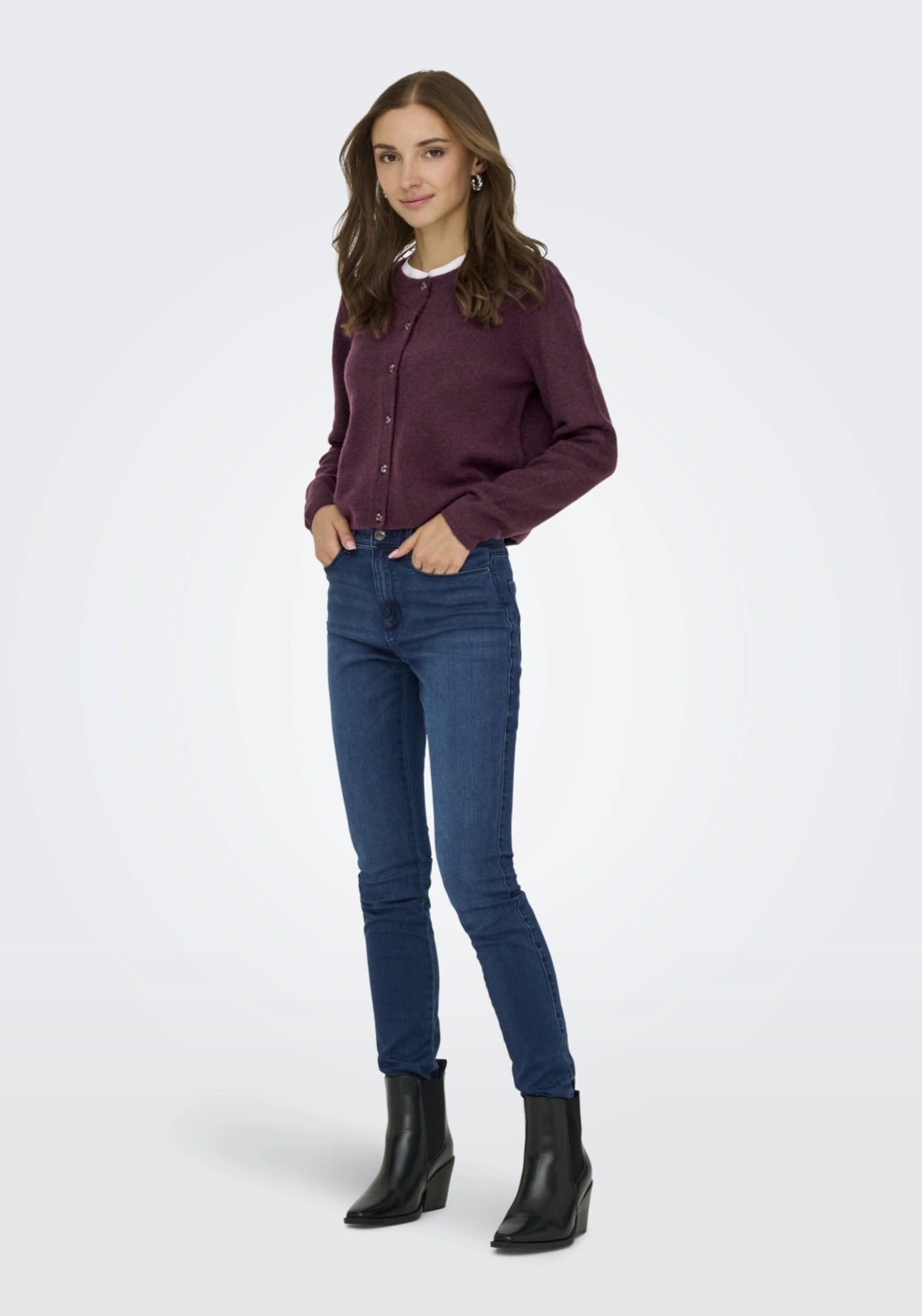 Chloe Long Sleeve Cardigan - Winetasting Melange