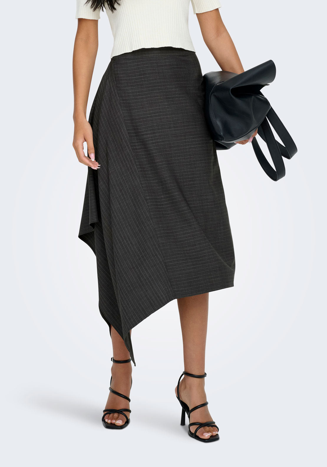 Jdy Ara High Waist Midi Asymmetric Skirt - Grey 1 Shaws Department Stores