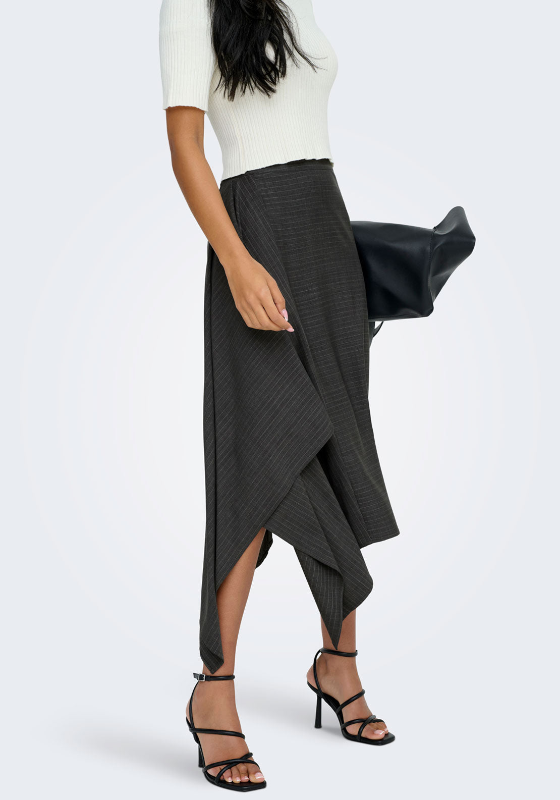 Jdy Ara High Waist Midi Asymmetric Skirt - Grey 4 Shaws Department Stores