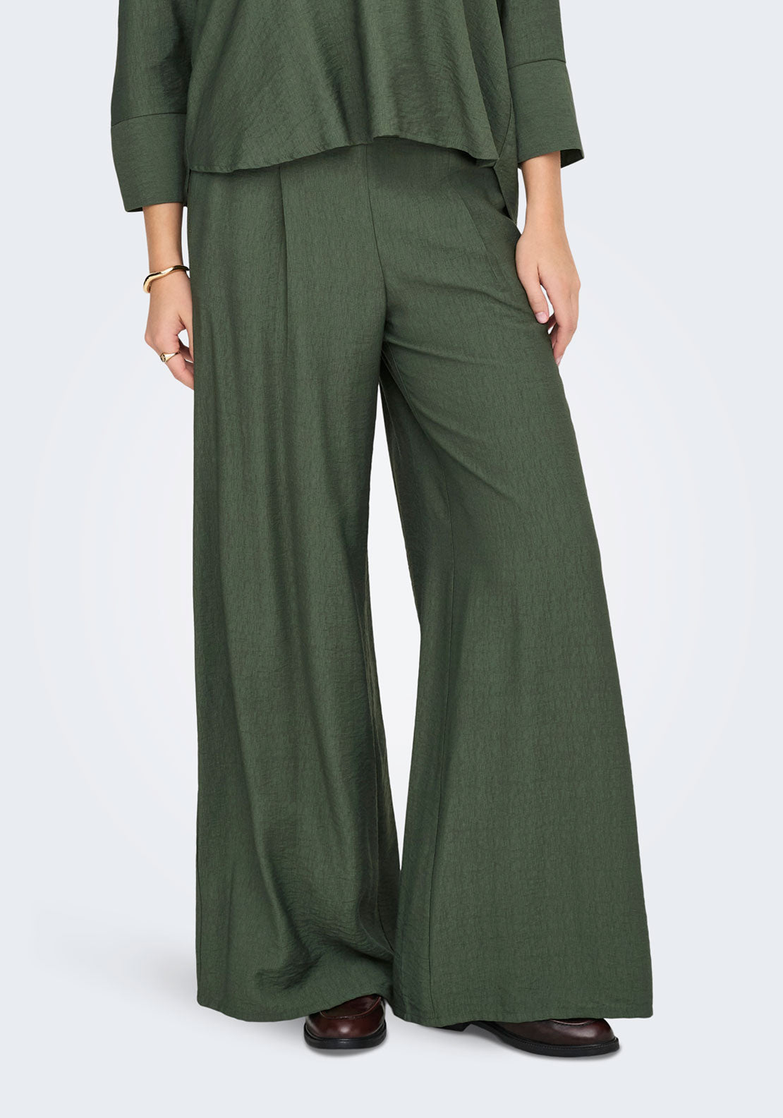 Jdy Pepper Medium Waist Palazzo Pant - Thyme 1 Shaws Department Stores