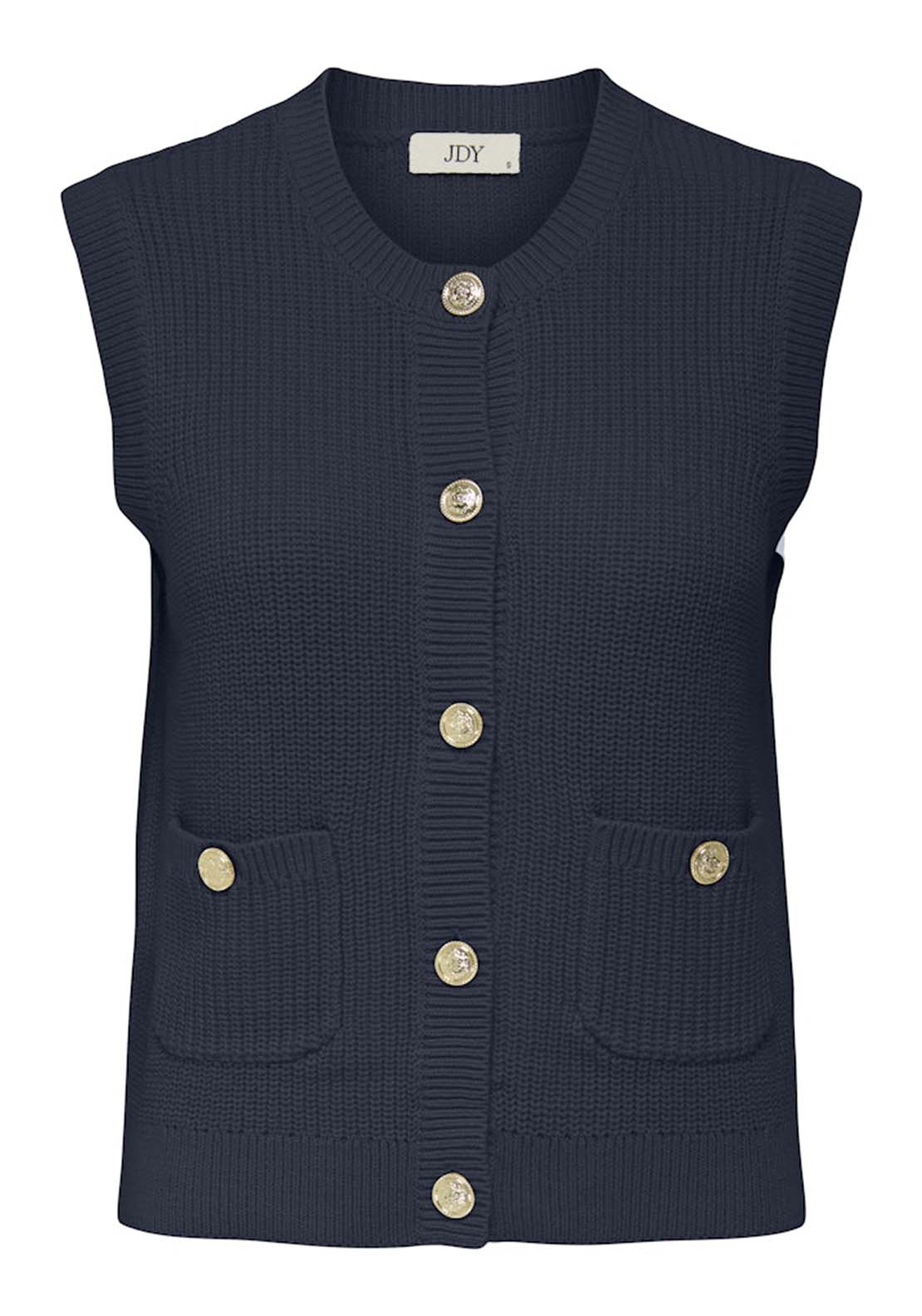 Jdy Sleveless Knitted Vest With Buttons - Black 1 Shaws Department Stores
