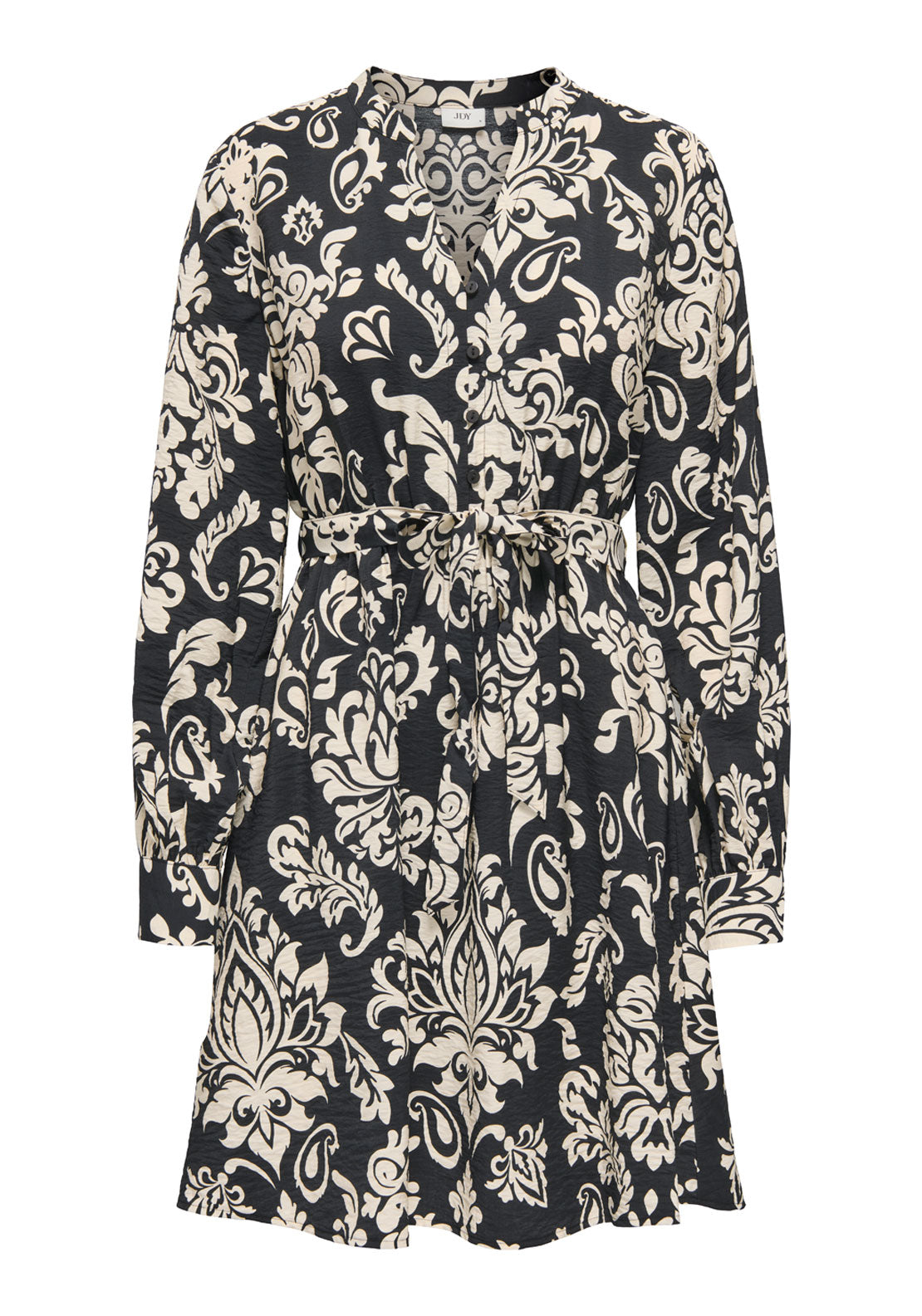 Jdy Tami Long Sleeve Belted Dress - Black/sandshell 7 Shaws Department Stores