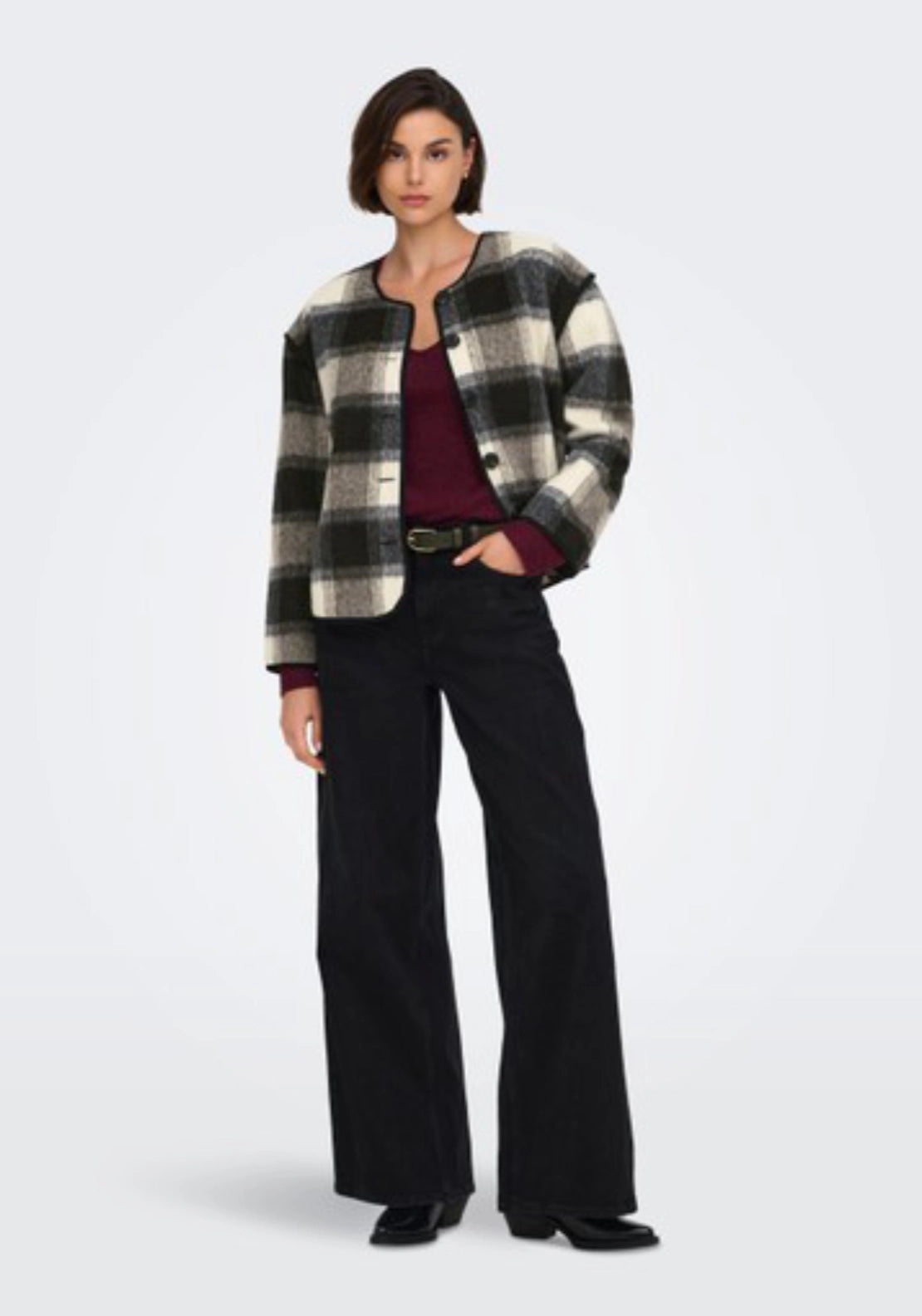 Salome Long Sleeve Brushed Jacket - White