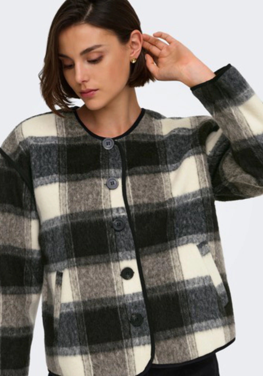 Salome Long Sleeve Brushed Jacket - White