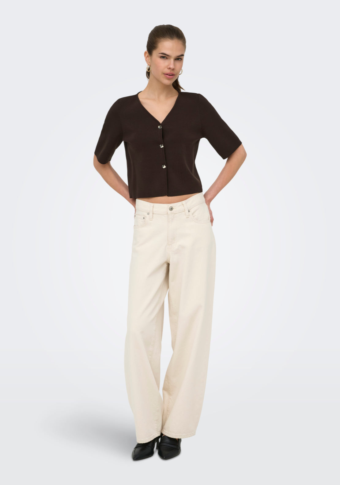 Jdy Astra V-Neck Button Cardigan - Brown 3 Shaws Department Stores