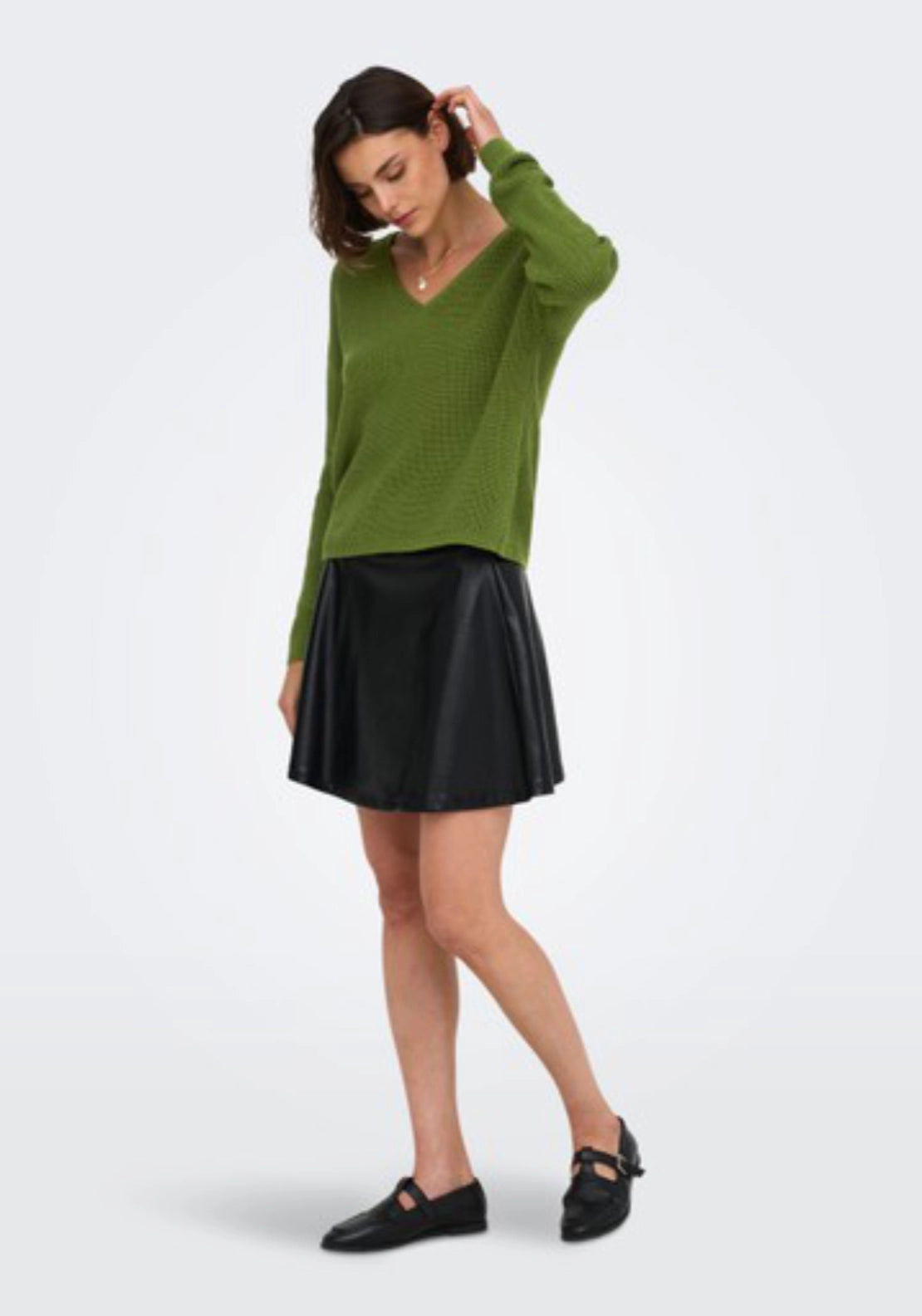 Evie Long Sleeve V-Neck Pullover - Cedar Green