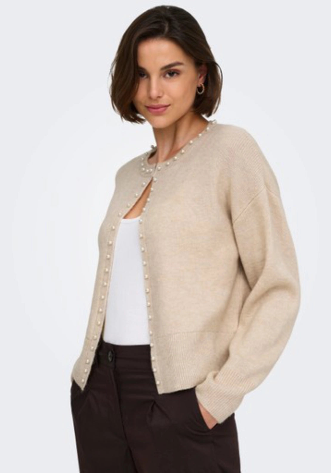 Emmali Long Sleeve Cardigan - Beige