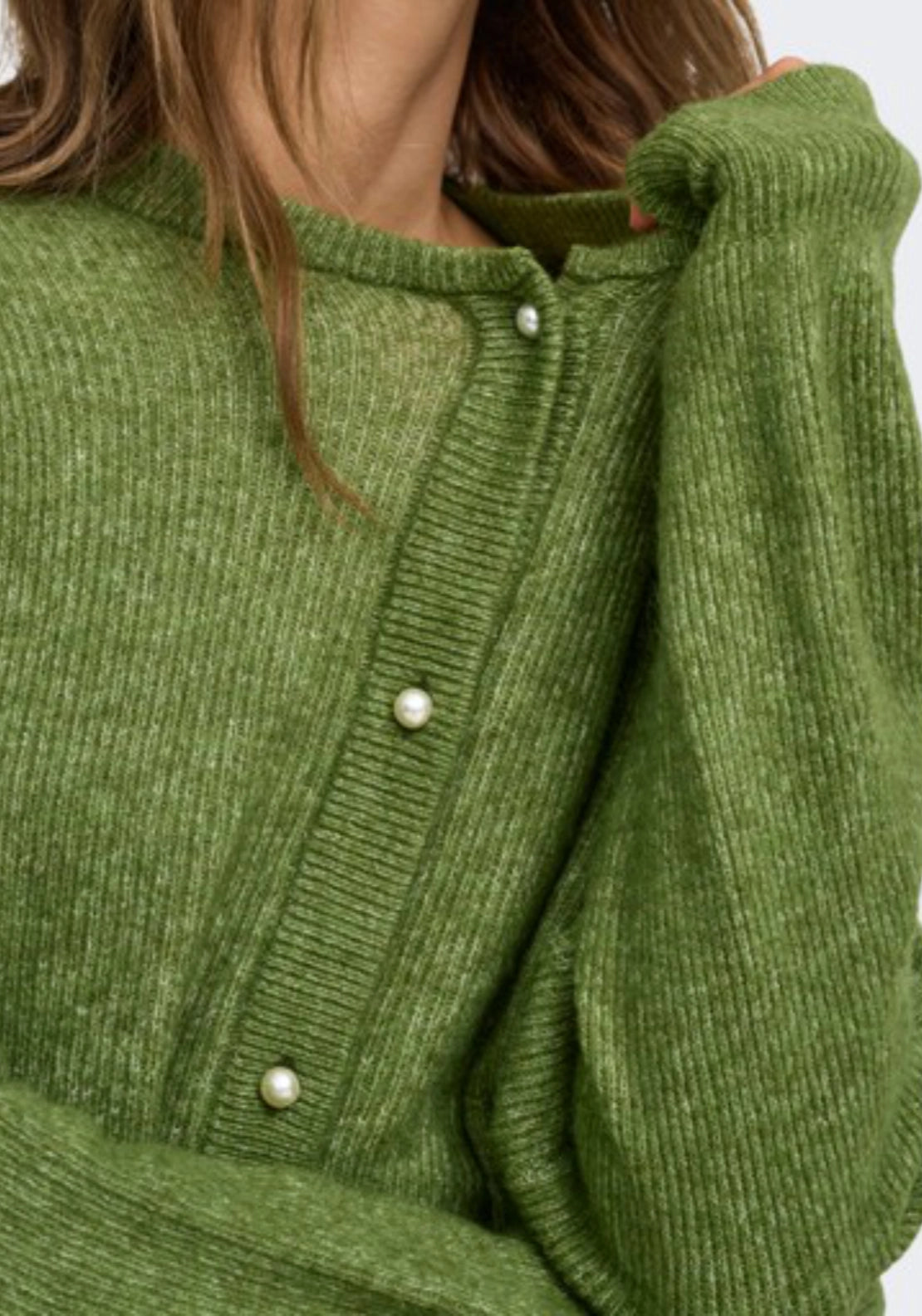 Lumi Long Sleeve Button Cardigan - Cedar Green Melange