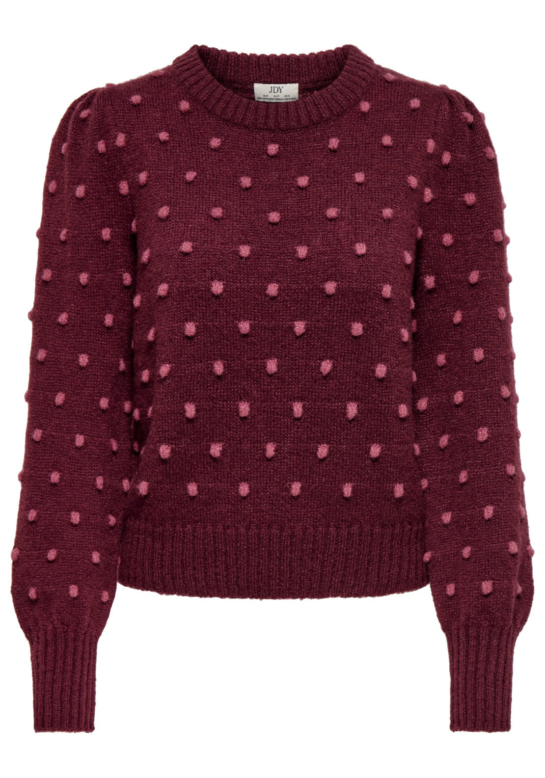 Jdy Sigrid Life Long Sleeve Pullover - Windsor Wine/dr Dots 3 Shaws Department Stores