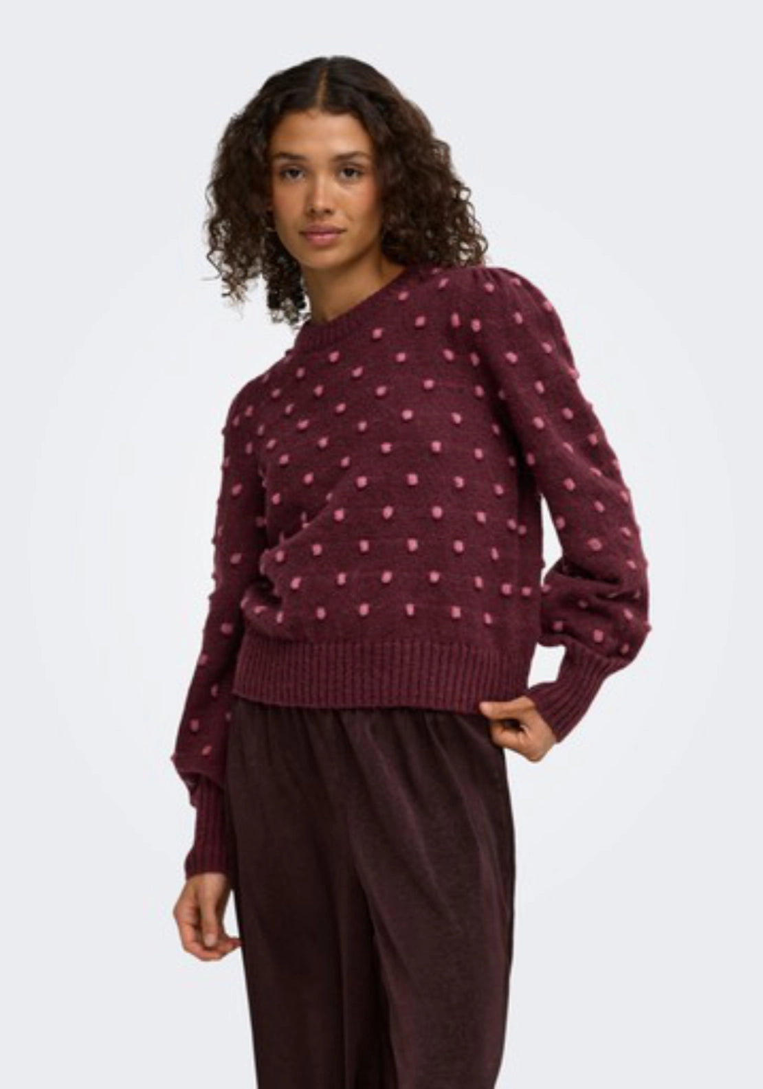 Sigrid Life Long Sleeve Pullover - Windsor Wine/dr Dots