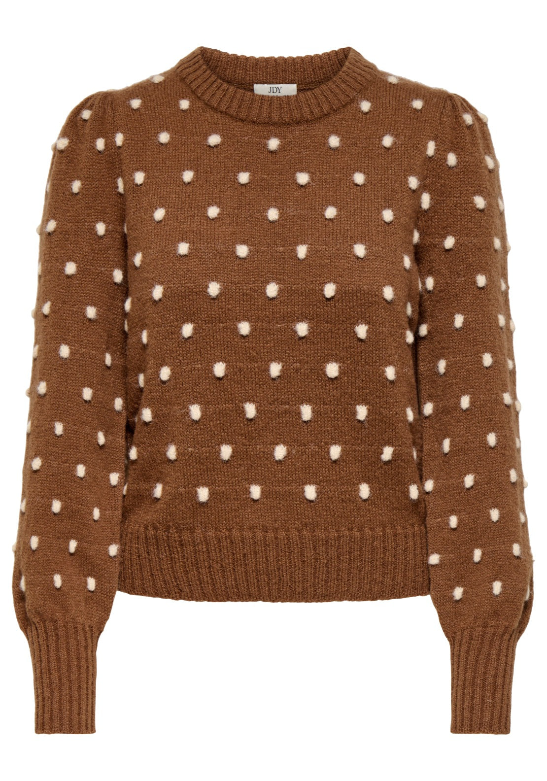 Jdy Sigrid Life Long Sleeve Pullover - Toffee/cb Dots 1 Shaws Department Stores