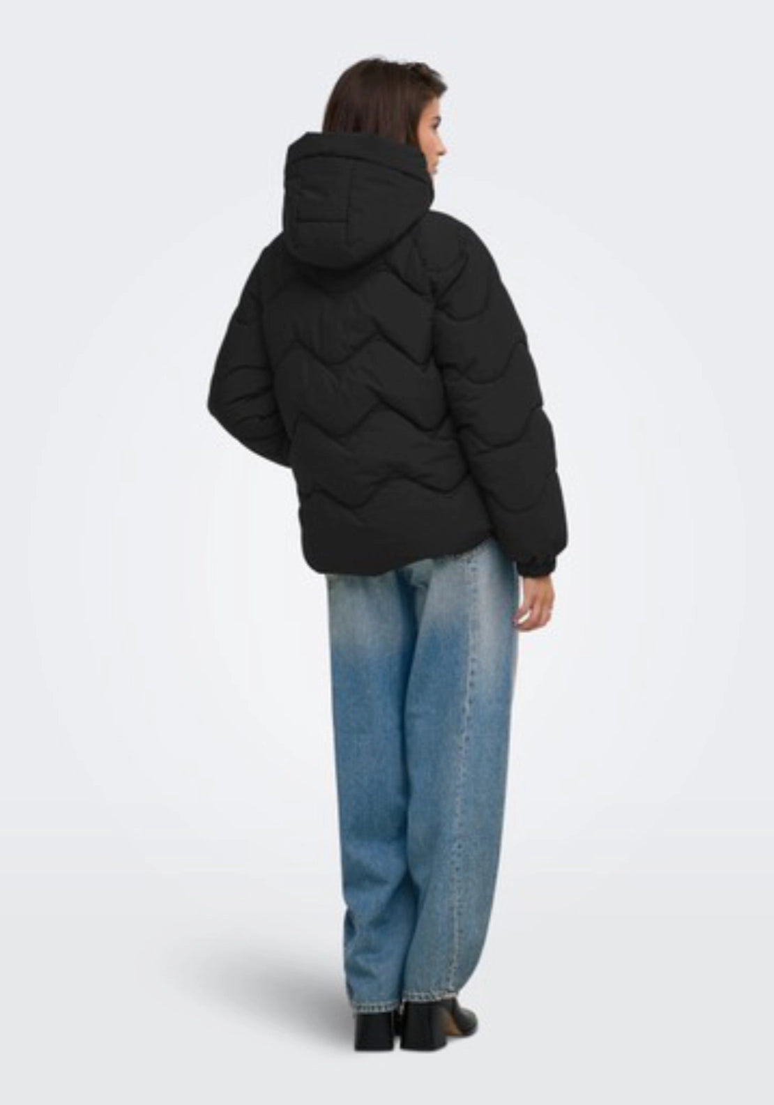Power Short Hood Puffer Coat - Black