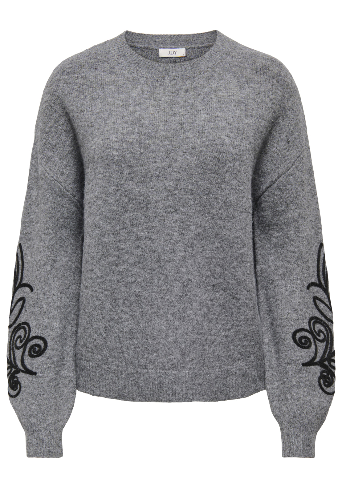 Jdy Jella Lia Long Sleeve O-Neck Pullover - Medium Grey Melange 1 Shaws Department Stores