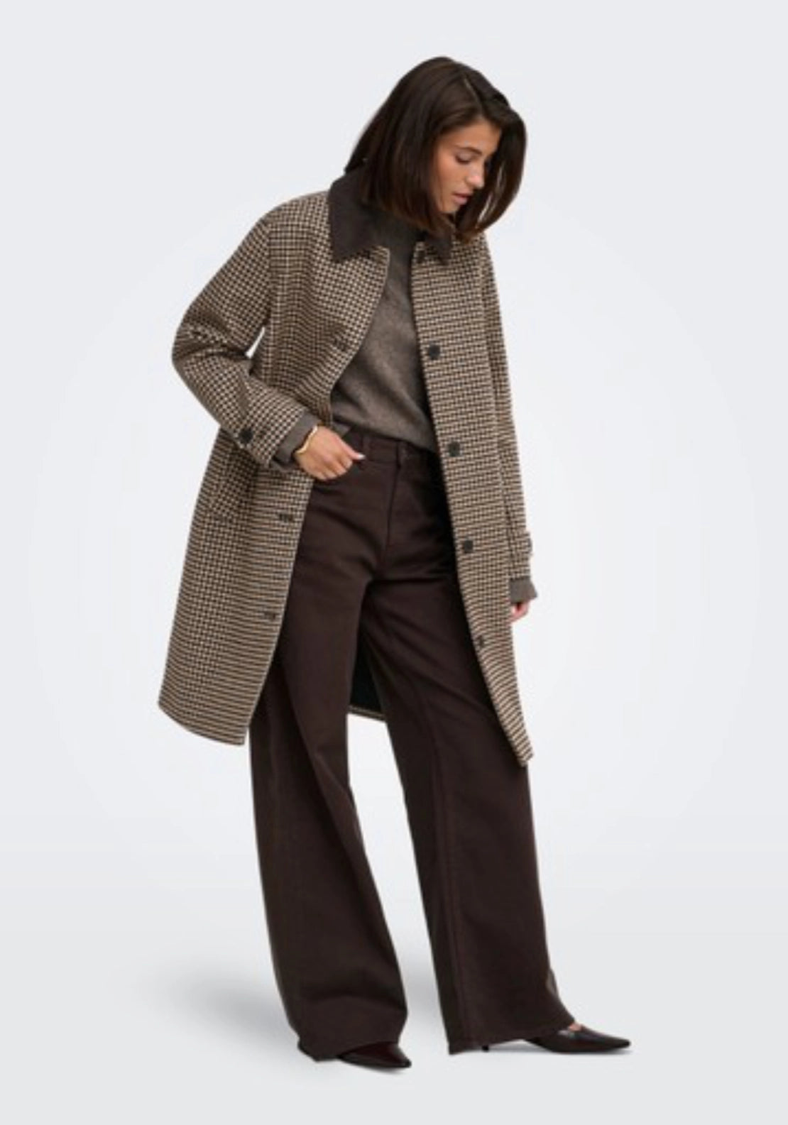 Valerie Check Coat - Iced Coffee