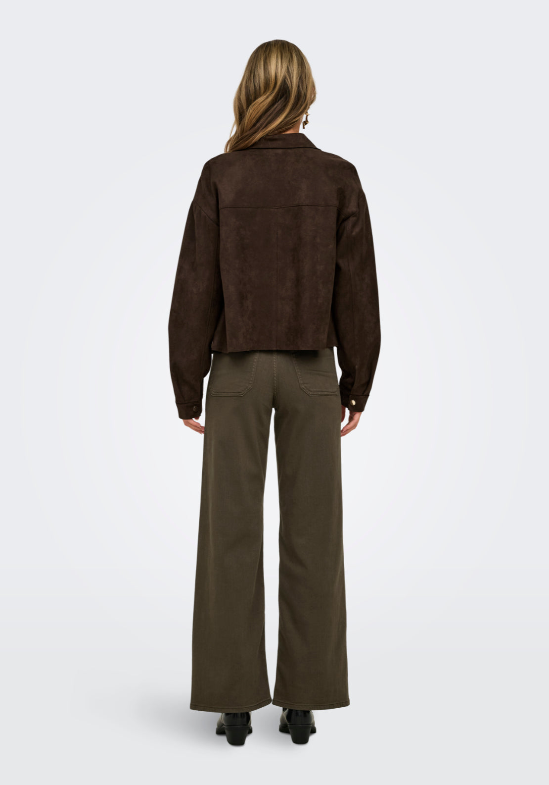 Jdy Julle Long Sleeve Faux Suede Shirt - Brown 2 Shaws Department Stores