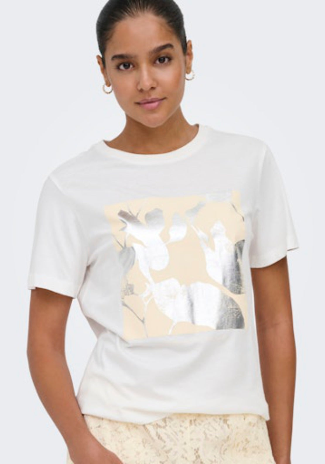 Lima Short Sleeve Print T-Shirt - Cloud Dancer Vivid
