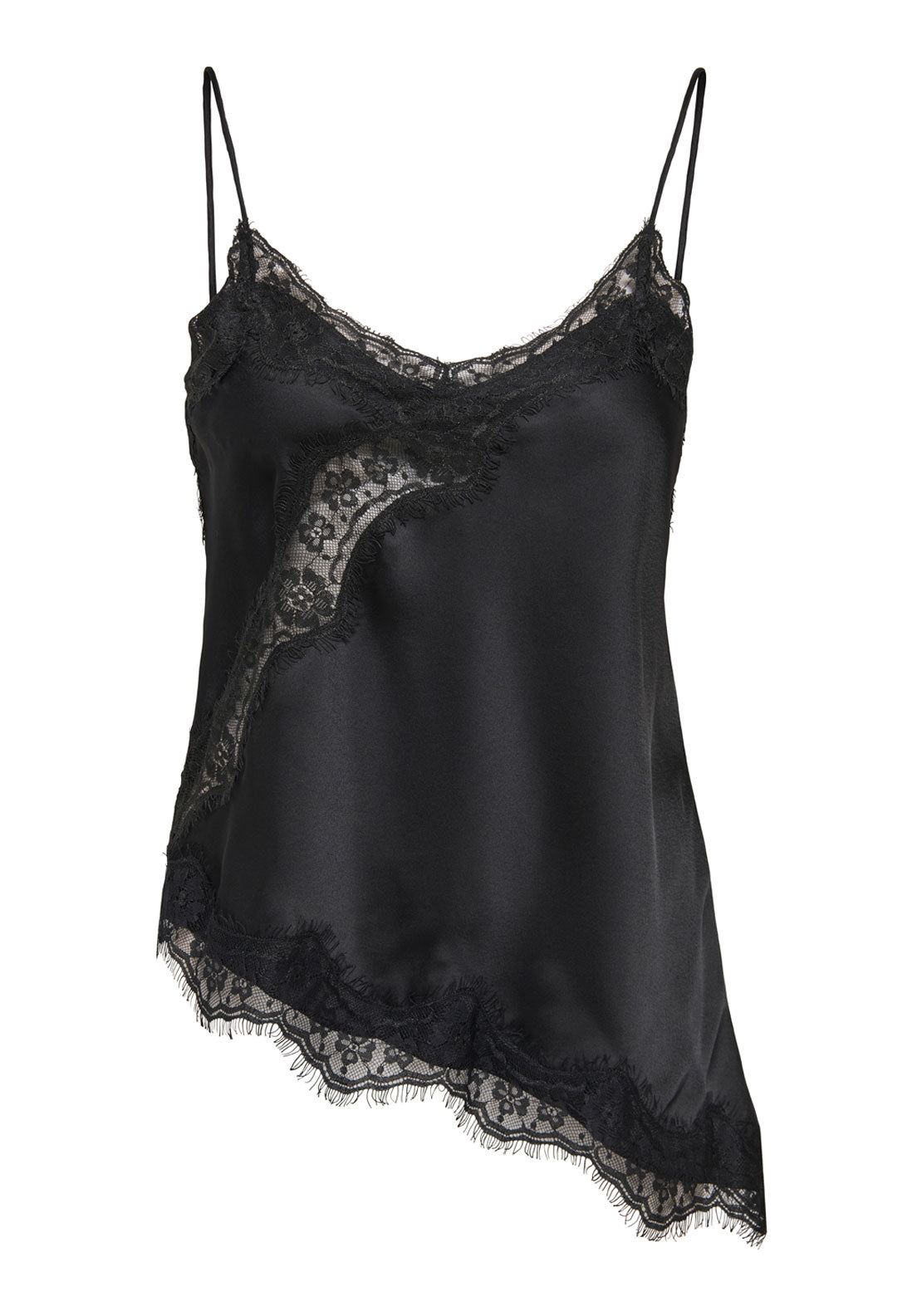 Jdy Fifi Sleveless Asymetric Lace Top - Black 3 Shaws Department Stores