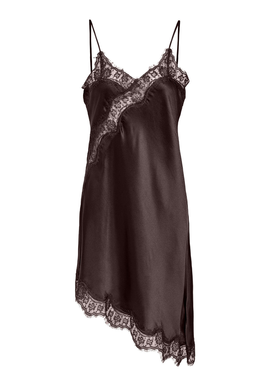 Jdy Fifi Sleveless Asymetric Lace Dress - Chocolate Torte 6 Shaws Department Stores