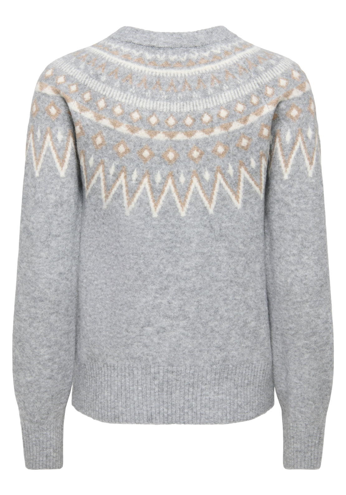Jdy Junie Long Sleeve Fair Isle Pullover - Medium Grey Melange 2 Shaws Department Stores