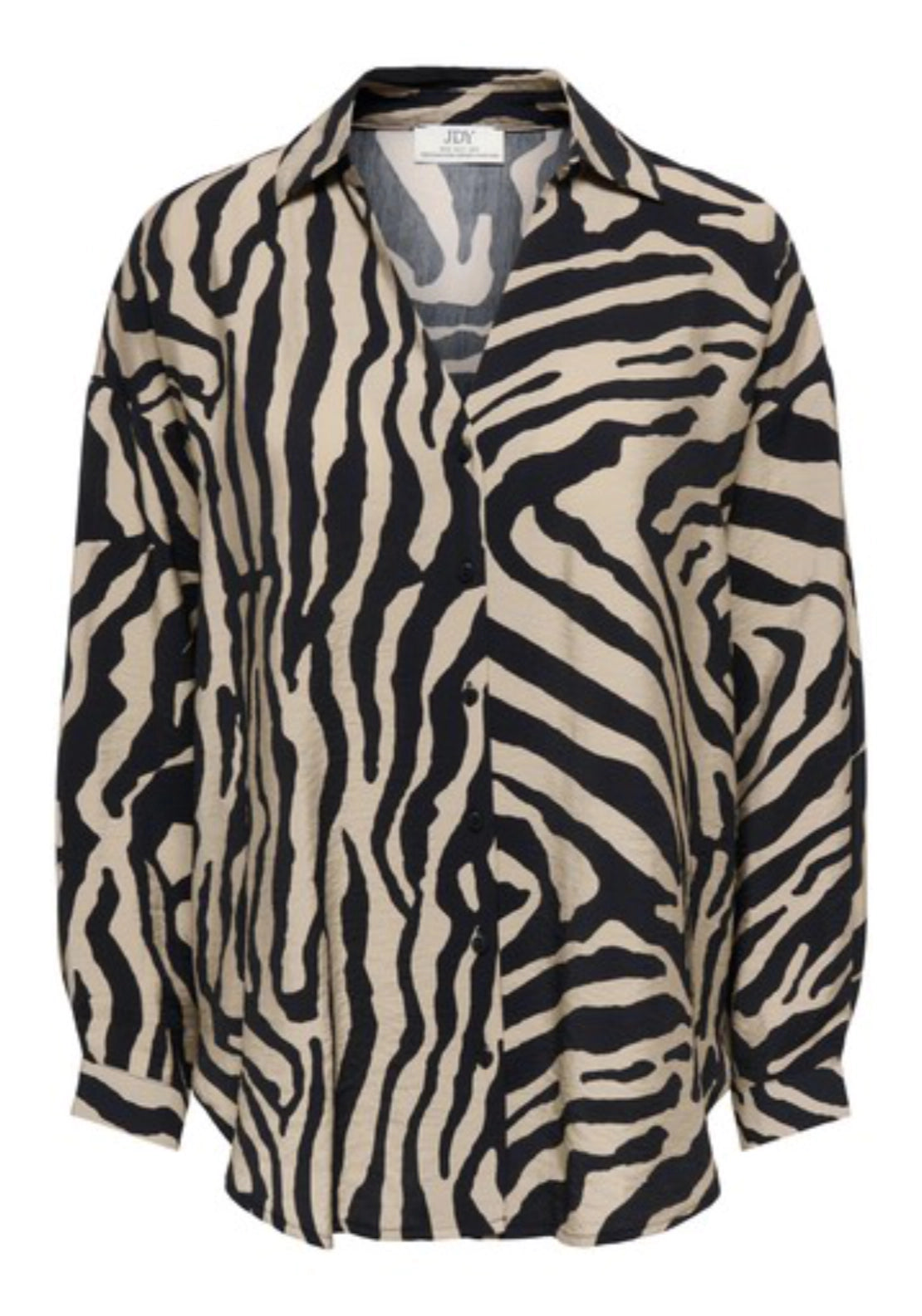 Troya Long Sleeve Shirt - Oatmeal Black Zebra