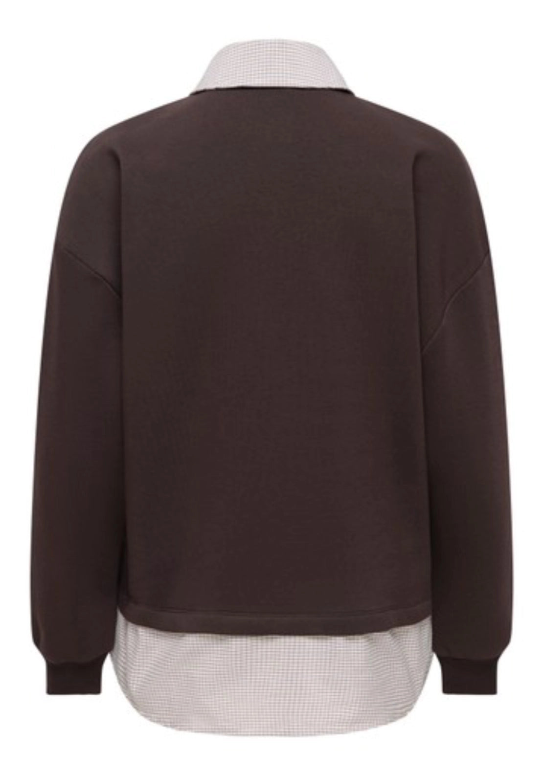 Laura Long Sleeve Collar Mix Sweatshirt - Brown