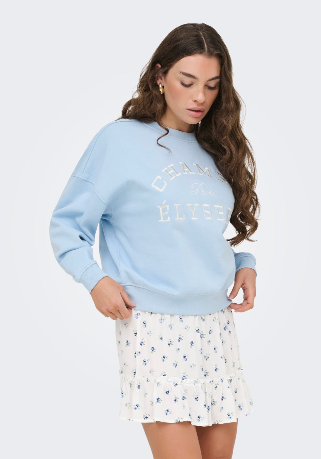 Mesa Long Sleeve Embroidered Sweatshirt - Cashmere Blue Champs Emb